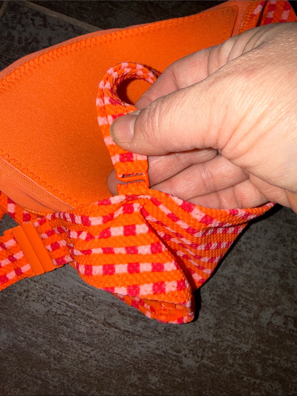 Sea level Australia Bright Red and Pink Check Bikini Top - Picture 6 of 9
